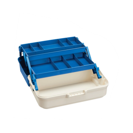 143 White and Blue Tackle Box, with 2 Shelves