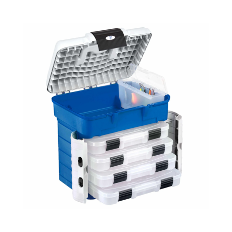 501 Blue and White Superbox with, 1 Spinnerbait Box,and 4 x 194 Boxes with Movable Dividers