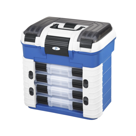 502 Blue,White and Grey Superbox, with 3 Lid Compartments, 1 Spinnerbait Box, and 4 x 194 Boxes with Movable Dividers